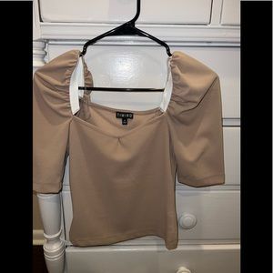 Size small tan blouse. Puff sleeve